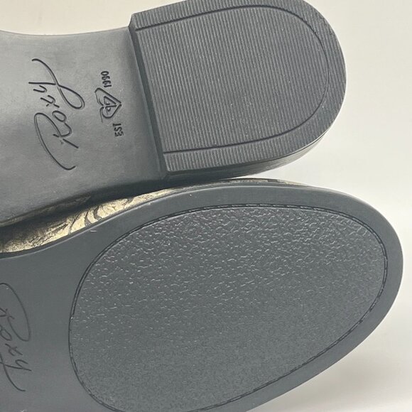 Roxy Womens Size 7 Black And Tan Floral Faux Vegan Leather Ankle‎ Boots Shoes - Picture 11 of 15